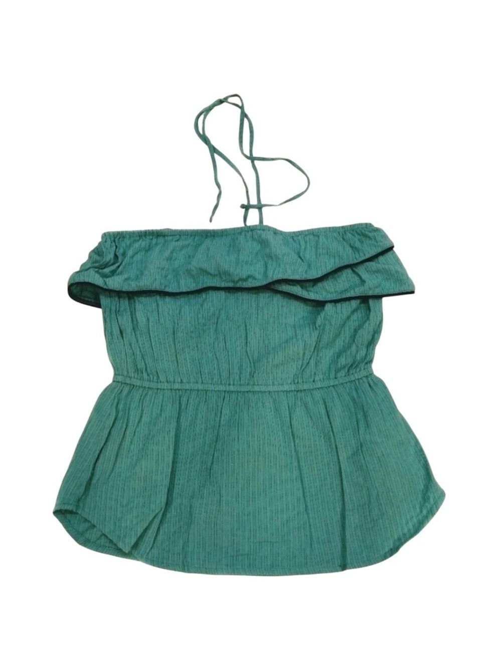 Roxy Large Teal Green Smocked Halter Tank Top Beach Vacation Summer